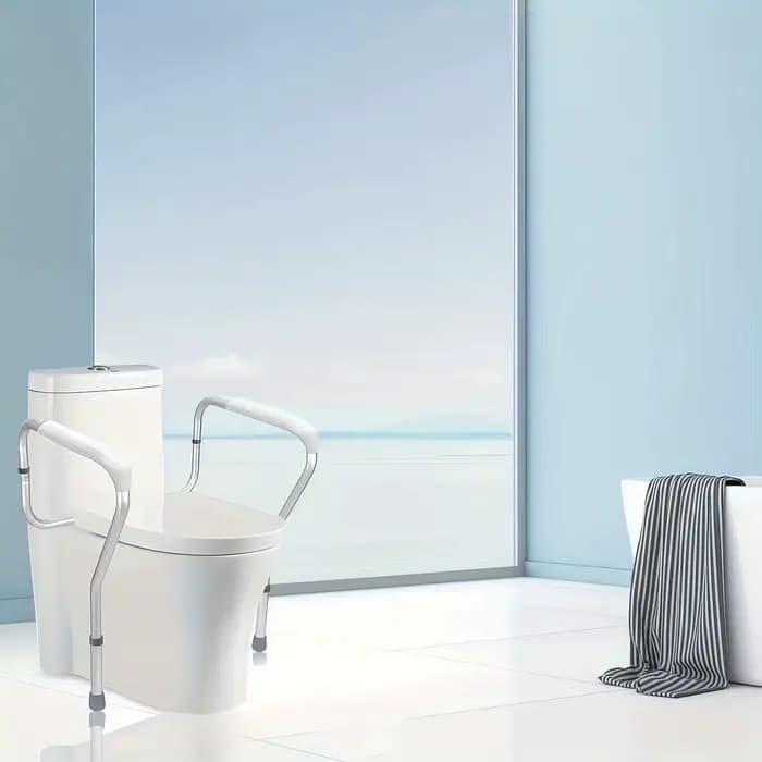 Garde-corps de sécurité pour toilettes, hauteur réglable, matériau en alliage d'aluminium, antirouil