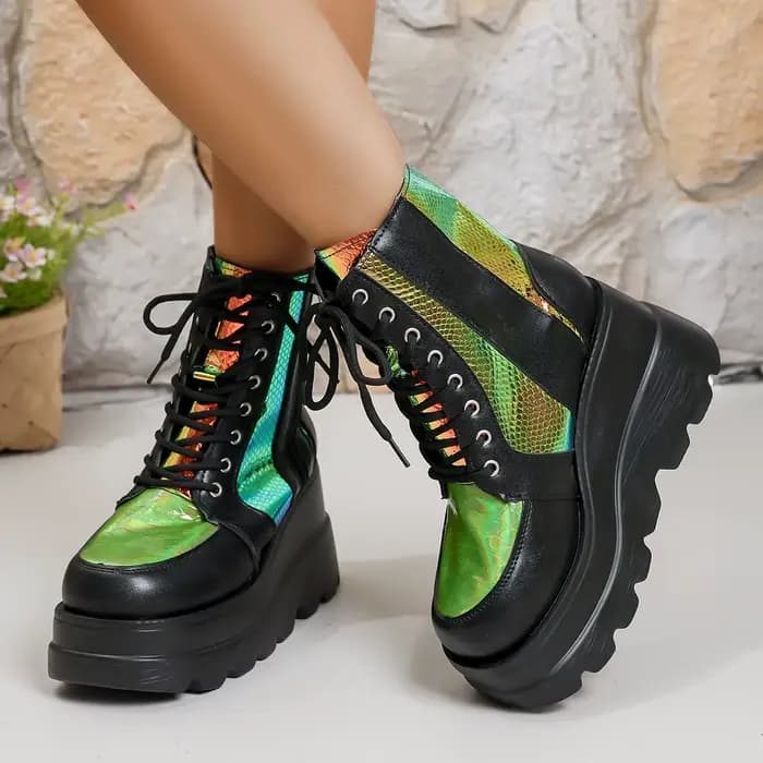 Nouvelles femmes plate-forme bottes en plein air confortable concepteur bottines mode fermeture écla
