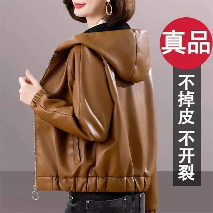 Velours PU cuir manteau femme 2025 nouvelle veste de fourrure automne hiver à capuche vêtements d'ex