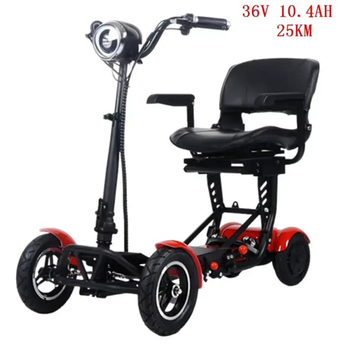 Scooter électrique à 4 roues de 10 pouces, 500W, 36V, double moteur, pour personnes âgées, pliable, 