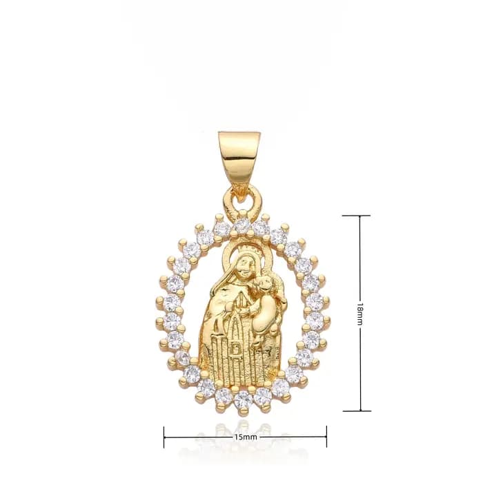 Ovale Plaqué Or Notre-Dame de Mt. Pendentif creux Carmel, collier vierge marie, bijoux à breloques c
