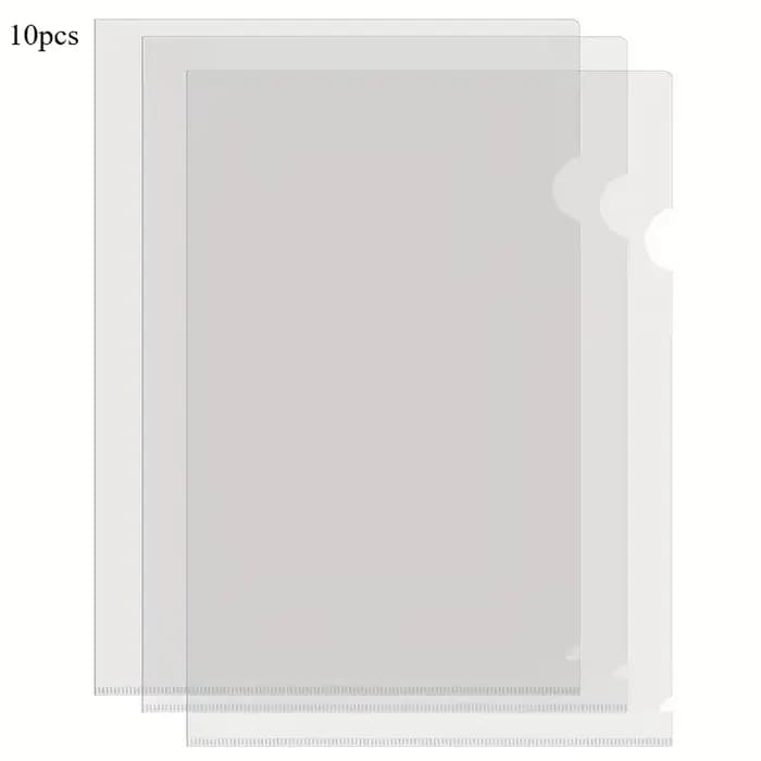 Lot de 10/30 pochettes transparentes A4 en forme de L pour documents, avec clip double page, sac de 