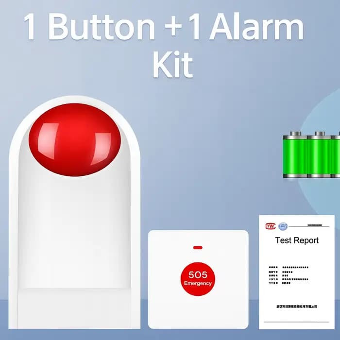 Système d'Appel d'Urgence pour Toilettes avec Bouton SOS et Sirène Flash |   200m Sans Fil |   Imper