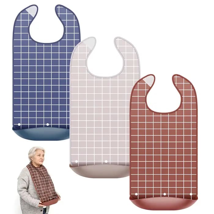 Bavoirs pour adultes, 3 pièces, bavoir pour repas, alimentation pour personnes âgées, serviette douc