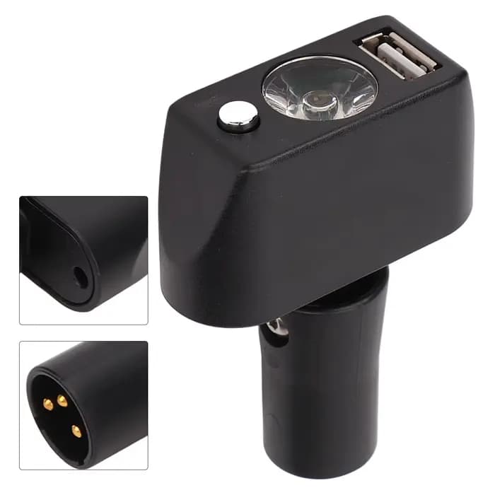 Lumière de fauteuil roulant électrique, chargement USB universel, tête XLR à 3 broches, contrôleur d