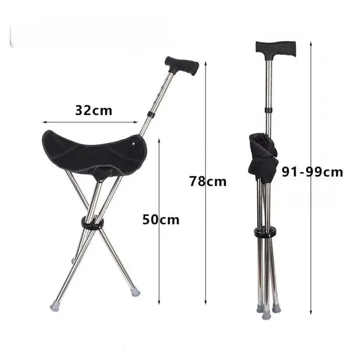 Le poteau pour personnes âgées avec siège rétractable antidérapant chaise de canne de randonnée aide