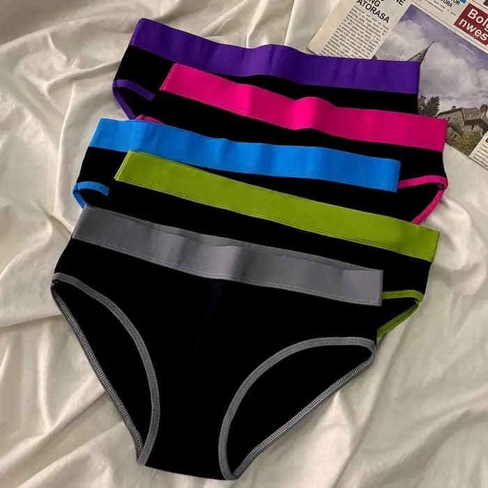 Lot de 5 culottes pour femmes, confortables et tendance, taille mi-haute, respirantes, couleur unie,
