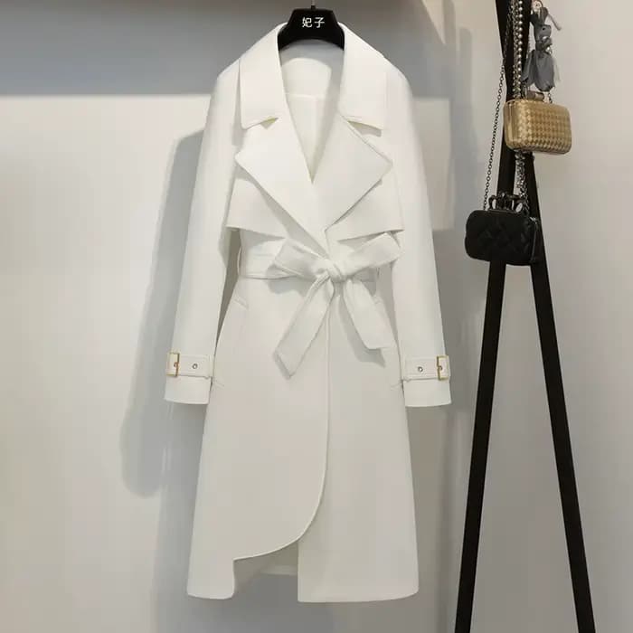 Manteau mi-long chic pour femme, manteau document monochrome, manches longues, simple, haut de gamme