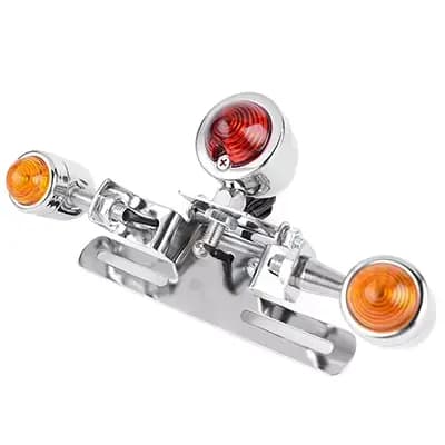 Accessoires de moto Scooter modifié rétro feu arrière LED feu arrière clignotant avec support de pla
