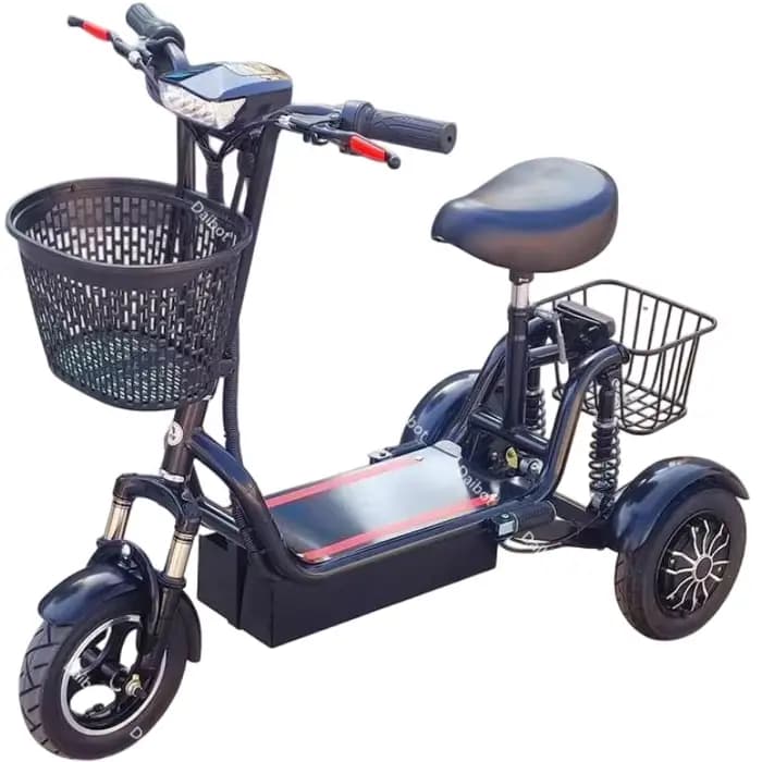 Mini Tricycle électrique Parent-enfant pour adulte, pliable, léger, double moteur avec panier, Scoot
