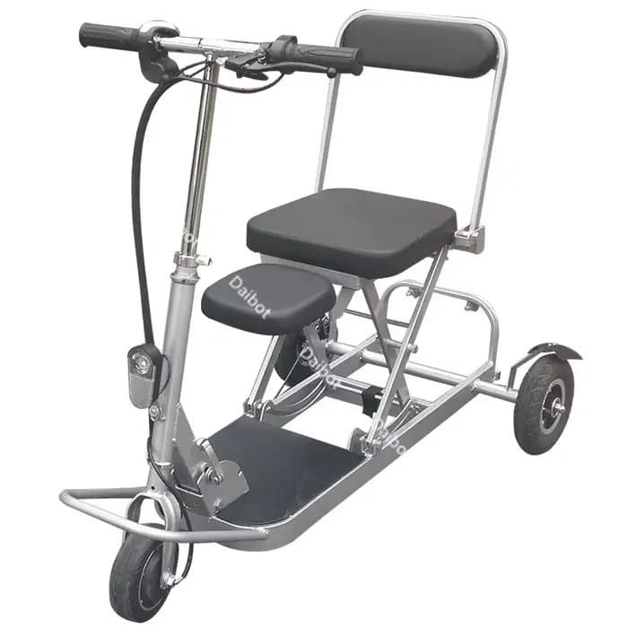 Scooter électrique pliant à 3 roues adulte avec siège enfant Scooter de mobilité de voyage léger fam