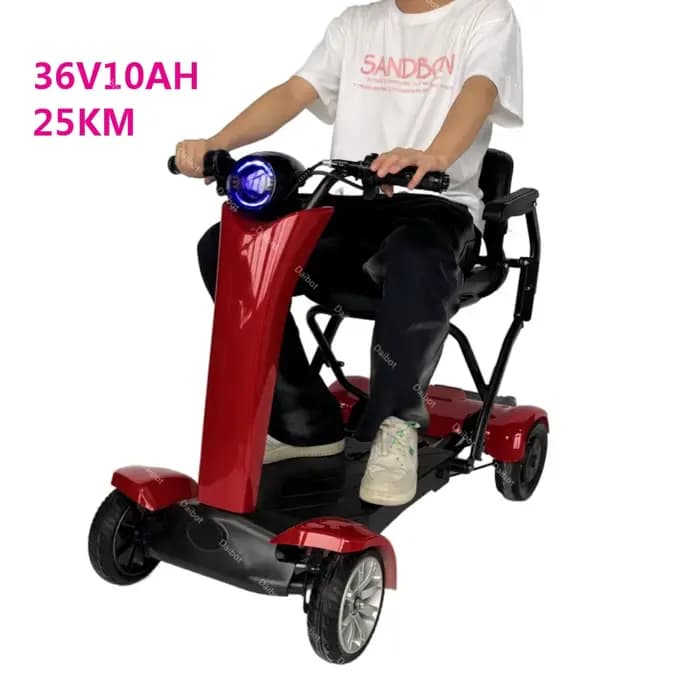 Scooter de mobilité électrique à 4 roues, pliable et automatique, voyage tout Terrain pour adultes, 