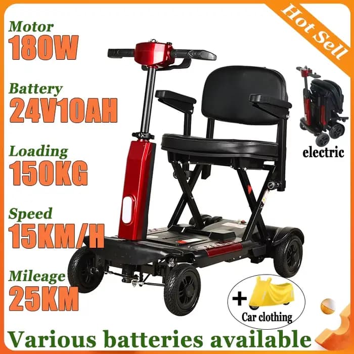 Nouveau Scooter pliant automatique à 4 roues personnes âgées handicapées batterie au Lithium pratiqu
