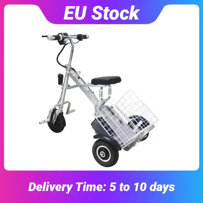 Mini Scooter Électrique Pliable avec Siège pour Personnes Âgées, Tricycle à 3 Roues pour Adultes, Sc