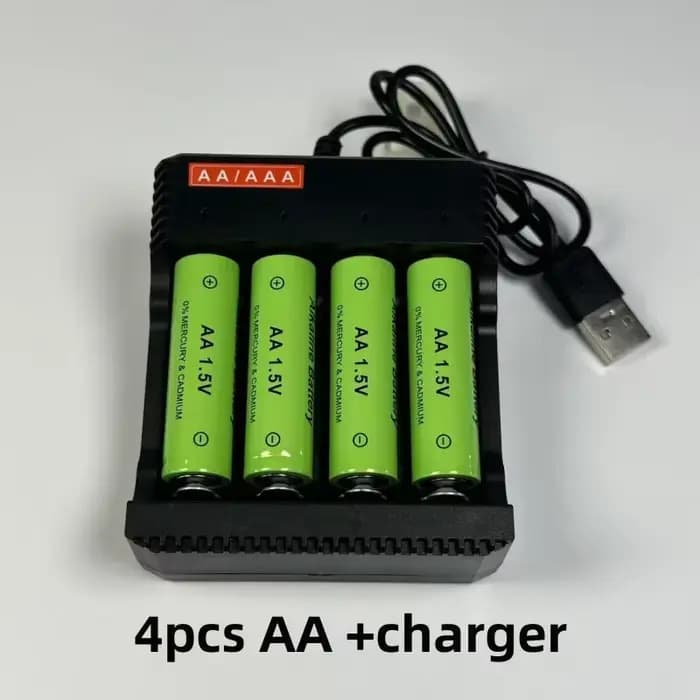 Pile alcaline rechargeable AA 1,5 V 3800 mAh longue durée certifiée UE avec chargeur pour l'adaptati