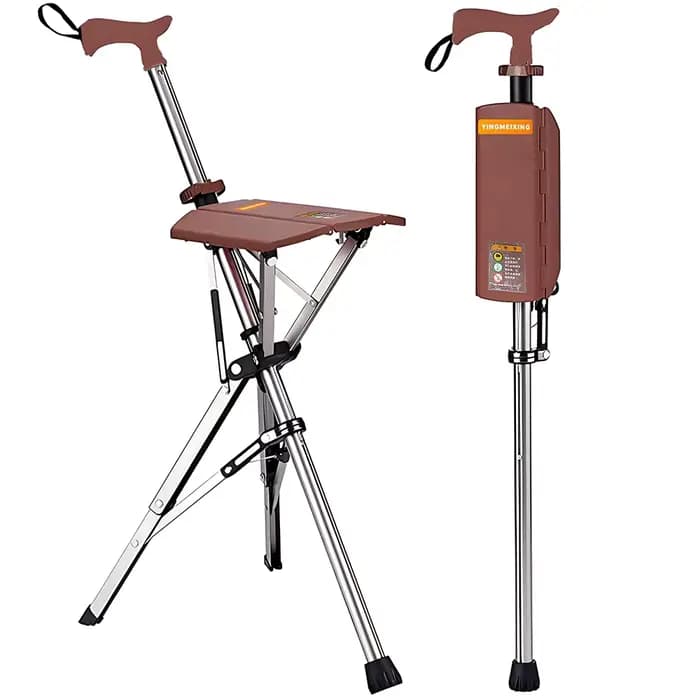 Béquilles pour adultes, chaise pliante portable, bâton de marche pour le camping, déambulateur pour 