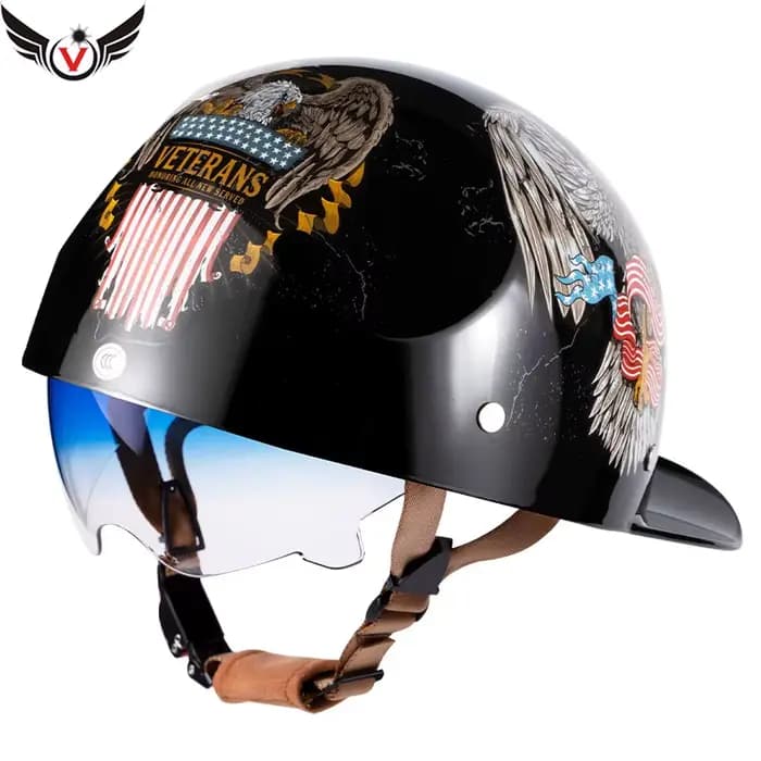 Casquette de Baseball rétro V demi-Scooter, casque de sécurité pour moto Harley, cyclisme électrique