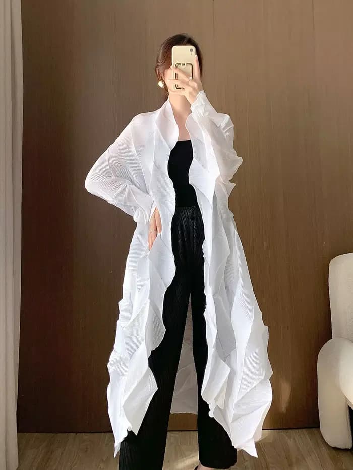 Manteau trench élégant et haut de gamme pour femmes, style long, design asymétrique, adapté au print