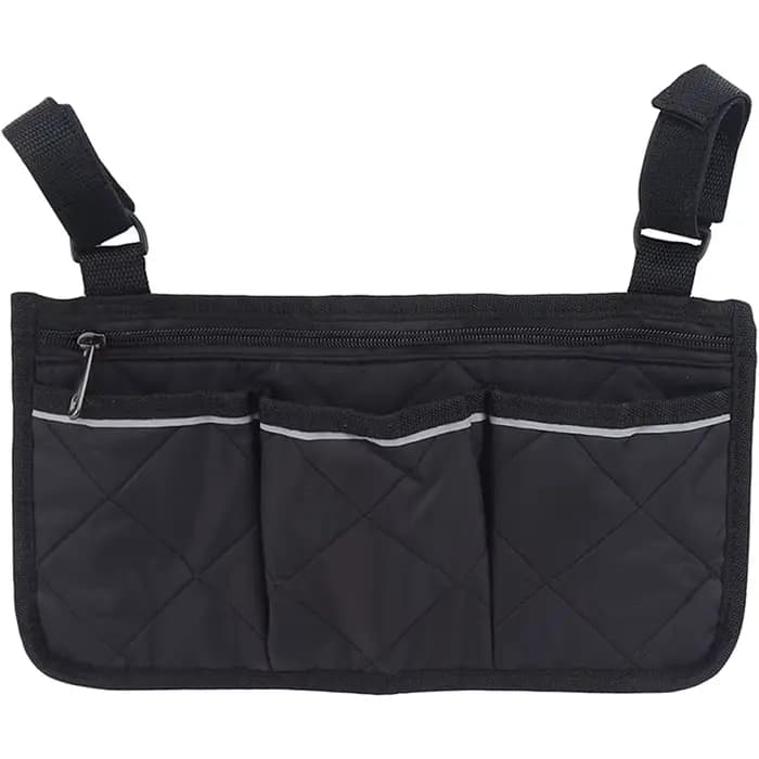 Sac latéral pour fauteuil roulant, chaise de plage, avec bande réfléchissante, pochette repose-bras 