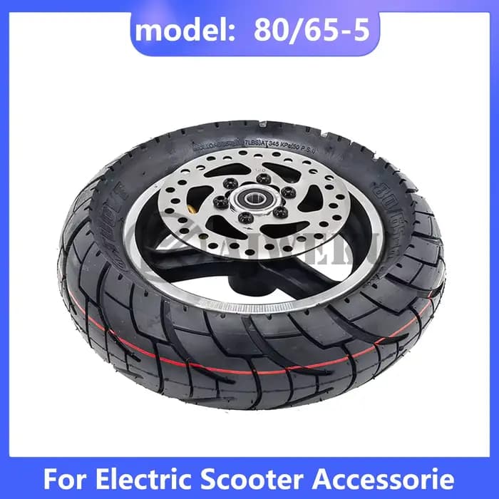 Roue Pneumatique avec Jante de Frein pour Scooter Électrique, 10 Pouces, 80/65-6, Mise à Niveau 10X3