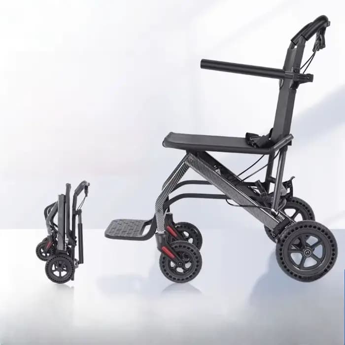 Déambulateur pliable avec fauteuil roulant intégré