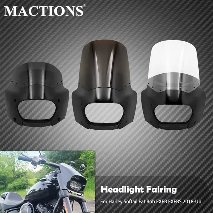 Carénage de moto ABS noir pour Harley Softail Fat Bob, FXFB, FXFBS, 2018-2023, 2024, lampe de sauna, capot avant, couvercle de carénage de lumière de sauna