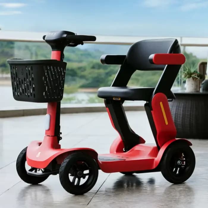Scooter de mobilité de voyage pliant à 4 roues léger handicapé haut de gamme avec siège