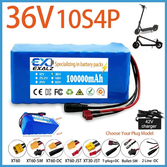 Batterie de scooter électrique 36V 10S4P 100Ah 18650