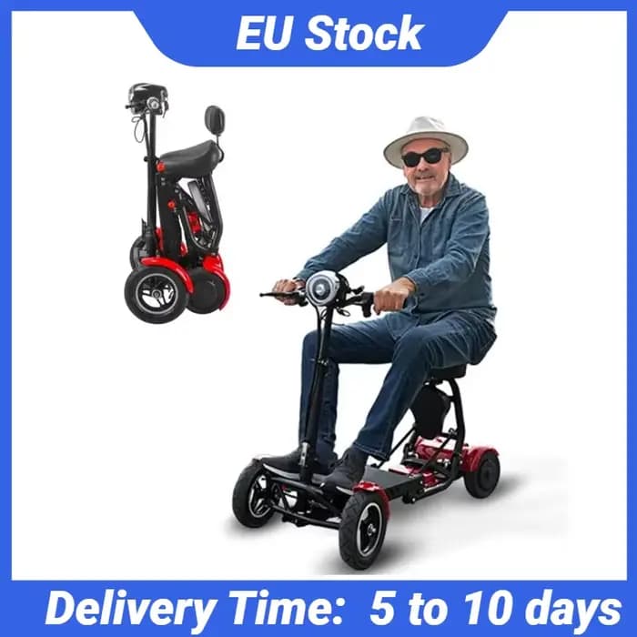Scooters de mobilité à 4 roues motrices pour personnes âgées pliable léger 500W 36V 10 pouces Scooter électrique pliant avec 2 sièges