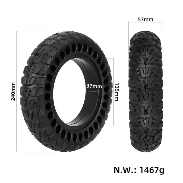 Pneu plein alvéolé anti-crevaison 10x2.50 de 10 pouces pour trottinette électrique universelle sans pneumatique
