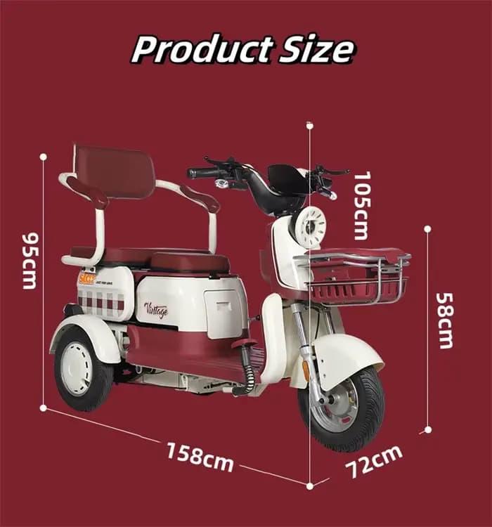 Tricycle électrique adulte avec siège passager personnes âgées ramasser les enfants 1000W tout Terrain 3 roues Scooter