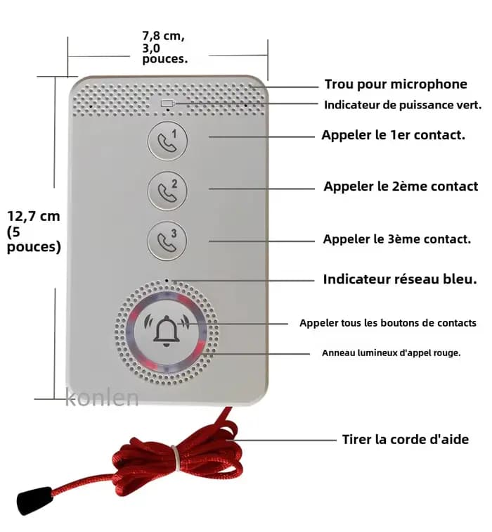Bouton d'appel SOS d'urgence 4G GSM