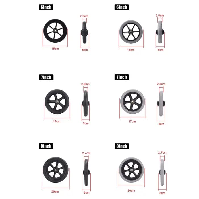 1/2 pièces 6/7/8 pouces roue de remplacement pour fauteuils roulants Rollator marcheurs fauteuil roulant