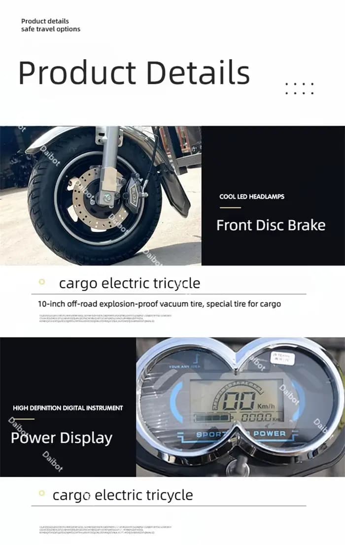 Scooter de mobilité électrique familial à 3 roues adulte tout Terrain pour les longs voyages Tricycle
