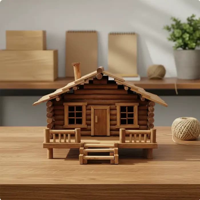 Modèle de construction 3D en bois, kit de maison en bambou DIY, jeu de construction artisanal, maison confortable, modèle de cabane en rondins miniature pour enfants et adultes, cadeau