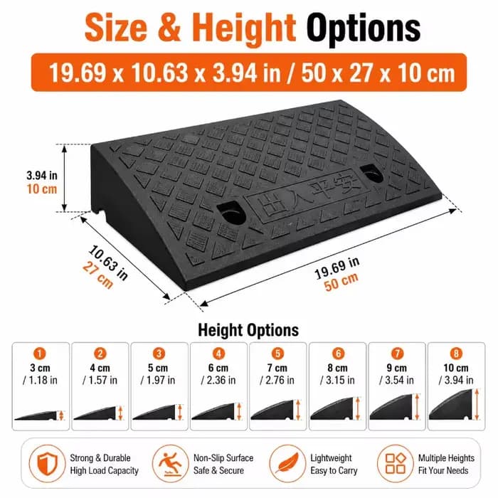 Rampe de seuil portable de 3 à 10 cm