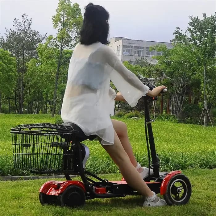 Scooters de mobilité à 4 roues pour Seniros pliant 36V 500W Scooter électrique à double moteur pour Aldutos avec sièges d'enfant à trois vitesses