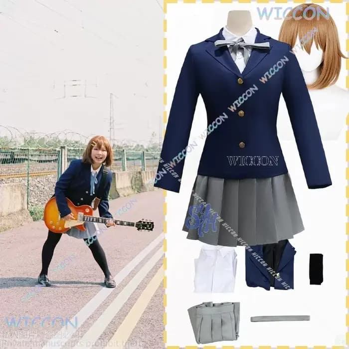 Yui Costume japonais Jirai Kei Anime K-ONN! cosplay Hirasawa filles uniforme scolaire robe manteau Kawaii Lolita Halloween fête Cos