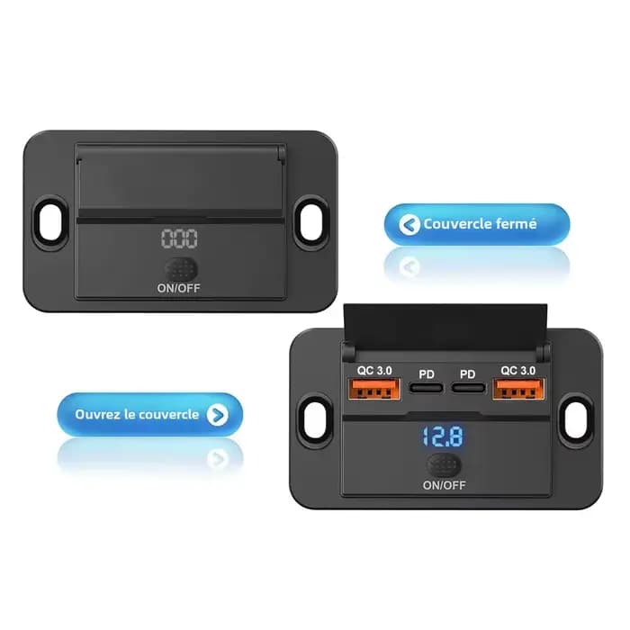 Adaptateur de prise de chargeur de voiture avec interrupteur, séparateur de charge à 2-4 Ports, prise pour Bus, RV, ATV, camion, bateau, sortie, 12V, 24V, PD, QC3.0