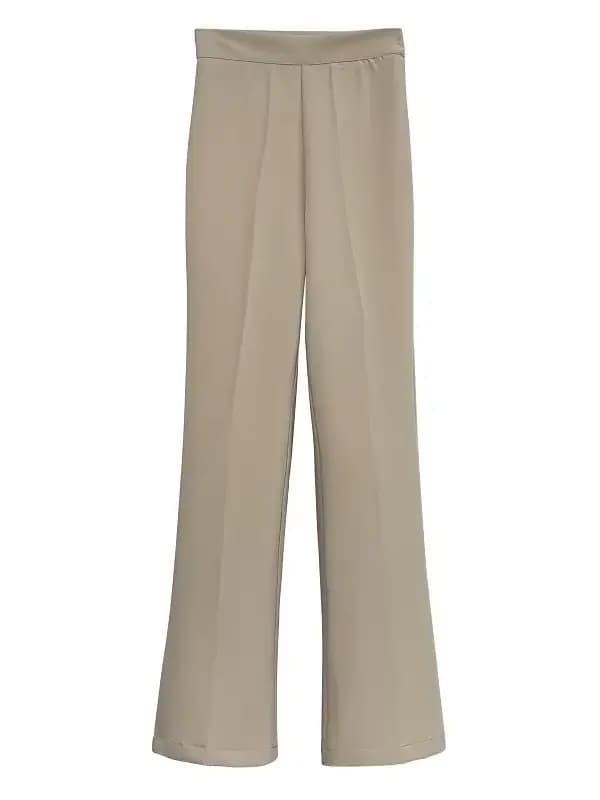 Pantalon décontracté évasé taille haute confortable et tendance pour femme, style trajet quotidien, en mélange polyester, viscose et élasthanne