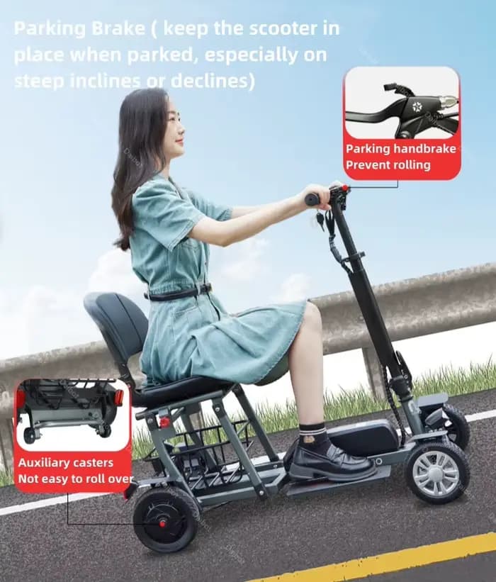 300W 36V 4 roues Scooters de mobilité pour handicapés pliable léger tout-Terrain gamme 32km Scooter électrique batterie amovible