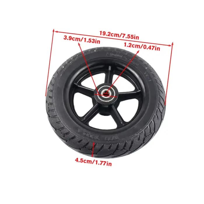 Roues de scooter de 8 pouces, roues solides 200x50, 12mm avec jantes, adaptées au remplacement des roues solides de scooter électrique