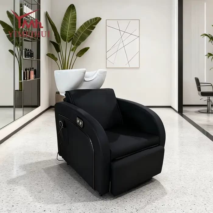Chaise de lavage à contre-courant pour Salon de coiffure, bol de shampoing de Massage, chaise de lit avec repose-pieds électrique