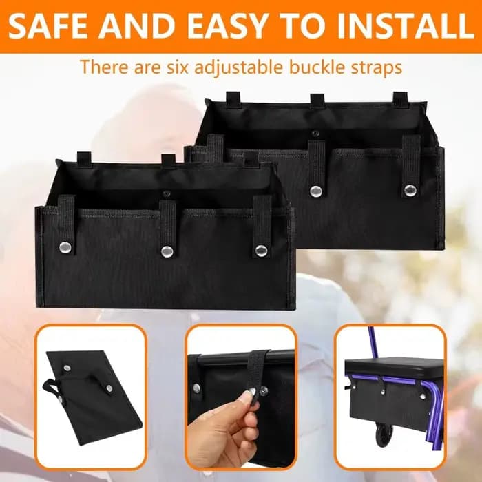 Sac de rangement pliable pour déambulateur à roulettes