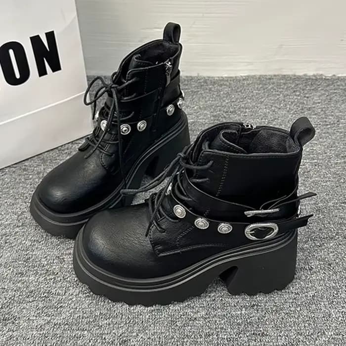 Bottines à talons hauts pour femmes, chaussures de styliste épaisses, escarpins à la mode, confortables, de luxe, Goth Chelsea, hiver