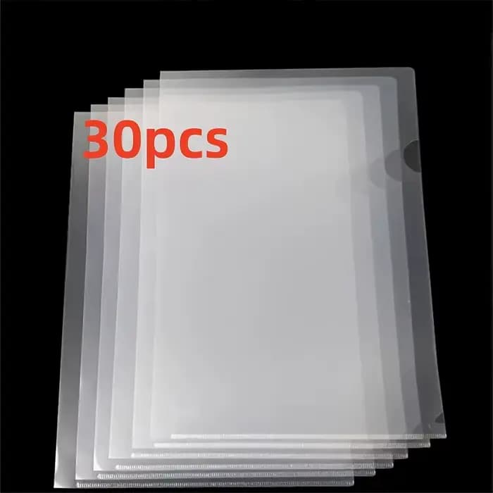 Lot de 10/30 pochettes transparentes A4 en forme de L pour documents