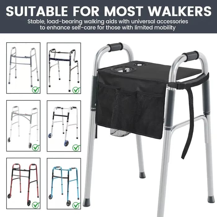 Plateau pliable pour déambulateur avec porte-gobelet