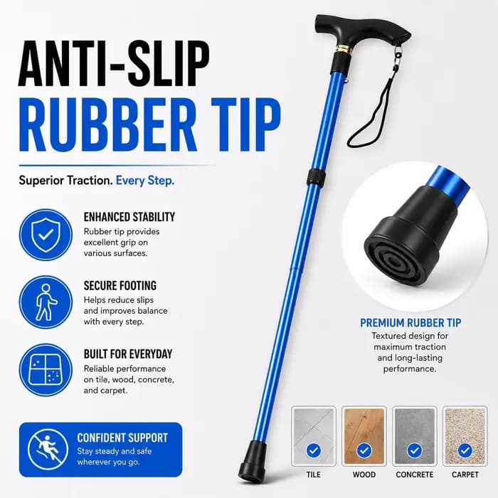 Canne de marche pliable réglable en aluminium léger