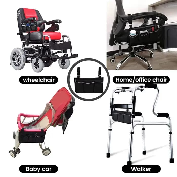 Sac de rangement latéral pour accoudoir de fauteuil roulant