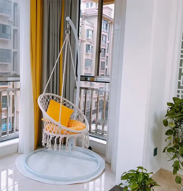 Fauteuil suspendu en macramé tissé à la main, hamac d'extérieur, chaise en corde Y-Stop pour patio, terrasse, jardin, maison, chambre, relaxation intérieure
